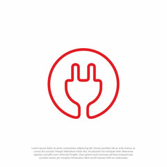 Power plug, fuse or uk electric plug, electricity symbol icon.