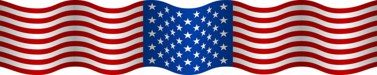 America flag waving on transparent background, design element for independence day, national day, promotion, advertisement, event.