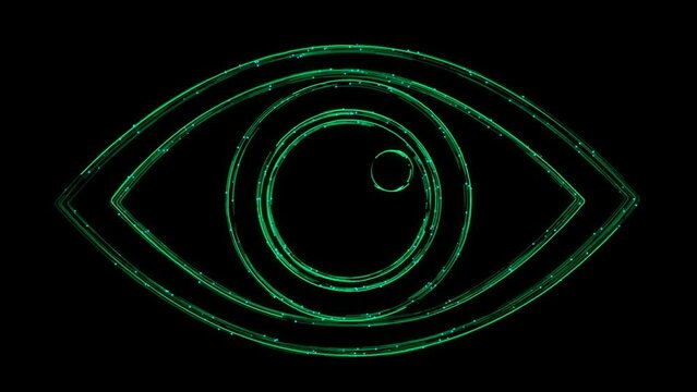 Tech Eye Animated Icon appearing with Lines on black. eye future technology Biometric screening eye, Digital eye, Security, cyber security vitual science infographic Security, cyber security Concept