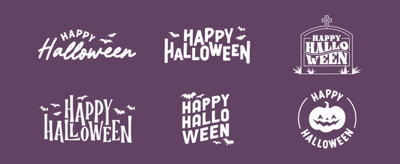 Fototapeta premium Happy Halloween lettering. Holiday lettering for banner, poster, greeting card or party invitation. Vector illustration.