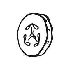 Cucumber slice outline. Hand drawn vector illustration. Farm market product, isolated vegetable.
