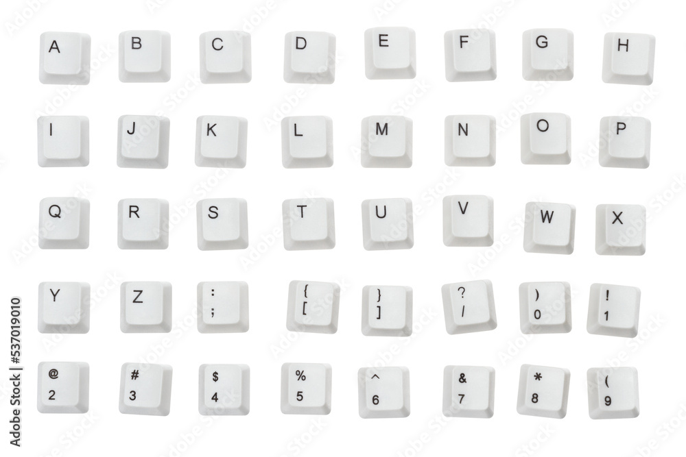 Fototapete white block computer letter isolated on white background with reflection
