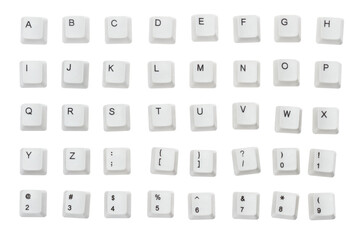 White block computer letter isolated on white background with reflection