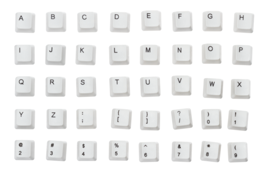 White block computer letter isolated on white background with reflection