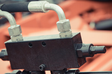 Hydraulic or pneumatic mechanism in industrial machine. Technology
