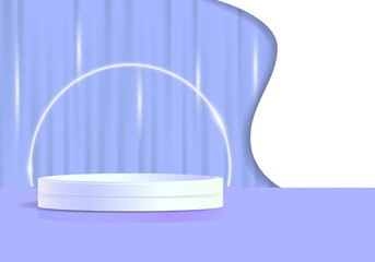 3d cylinder pedestal podium with pastel color, circle backdrop. Product display presentation. Minimal scene.