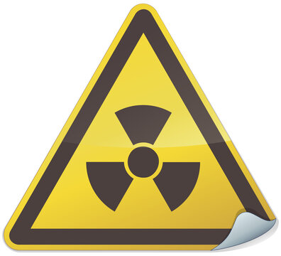 Radiation Hazard Warning Triangle Yellow and Black Metallic Sticker