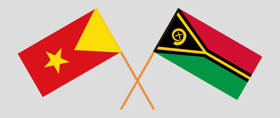 Crossed flags of Tigray and Vanuatu. Official colors. Correct proportion