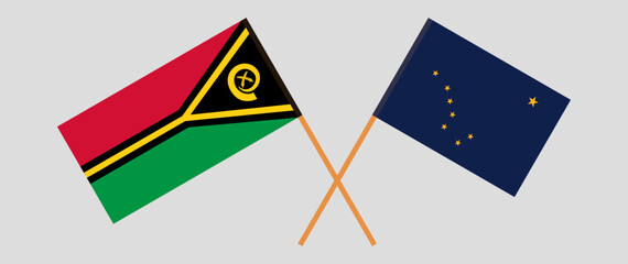 Crossed flags of Vanuatu and the State of Alaska. Official colors. Correct proportion