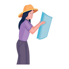 female traveler with map