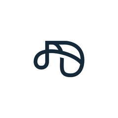Initial AD Line Monogram Logo Vector. Letter DA Typography Icon. Initial K Luxury Alphabet. Modern, Elegant, Luxury Style for Company Brand Identity