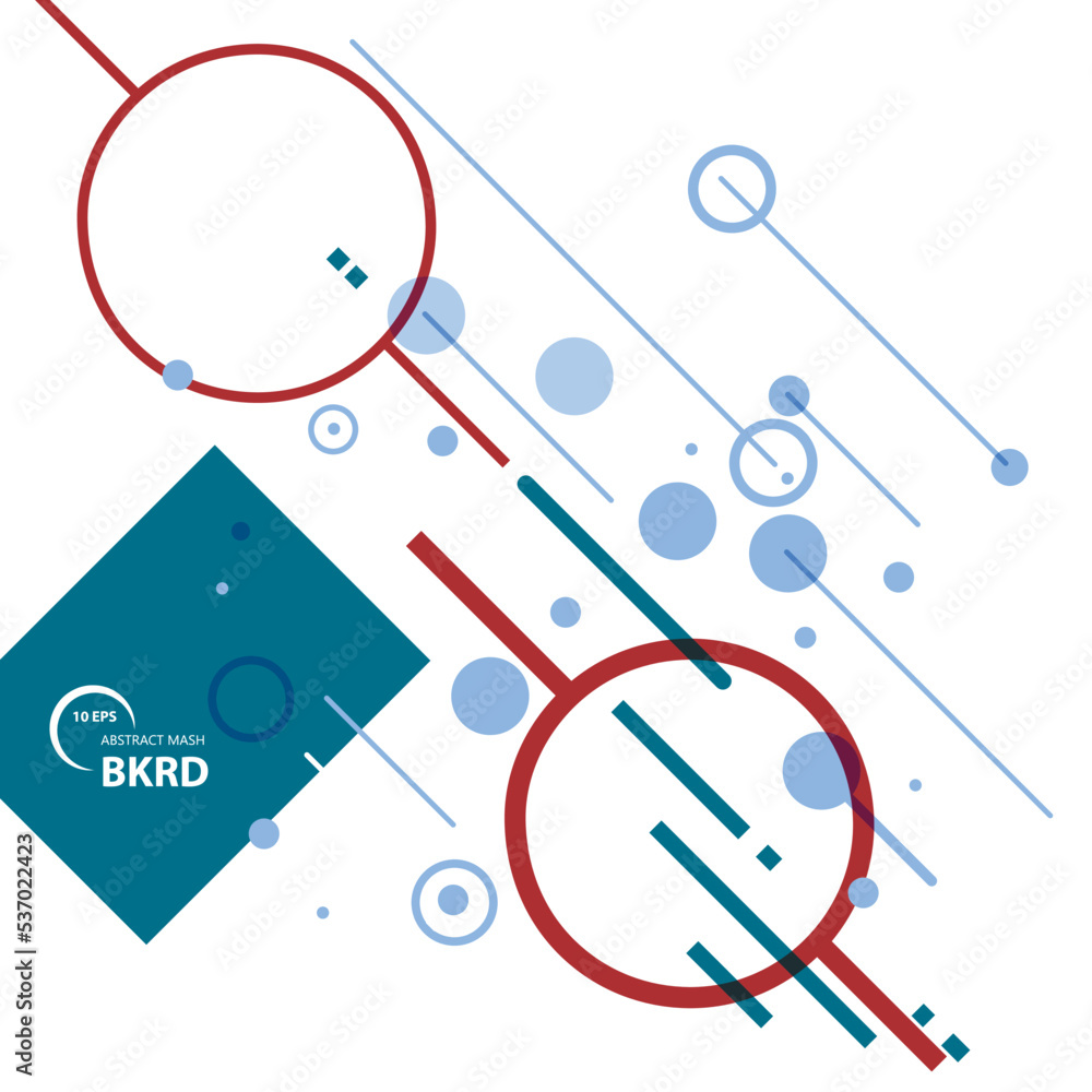 Poster Vector dynamic diagonal lines and circles on white background. Geometric circles trendy element