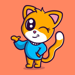 Cute cat with sweeter cartoon vector icon illustration 