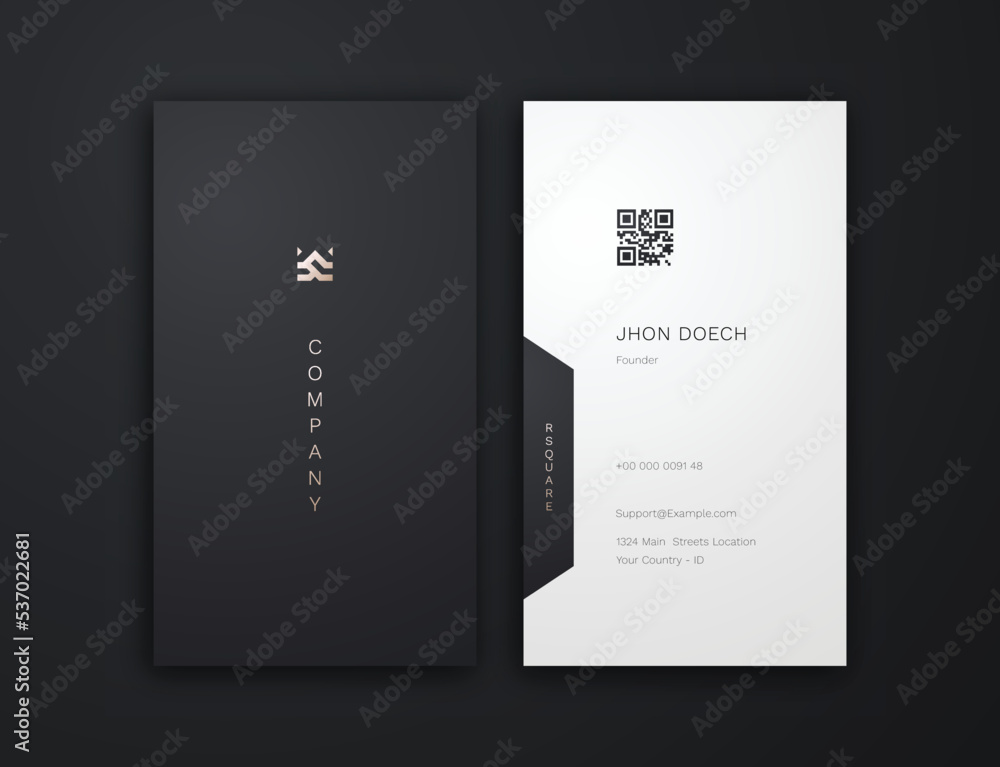Wall mural business card, dark gold and white vertical card name, vertical luxury editable business card templa - Wall murals