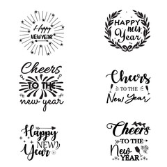 Happy New Year Bundle, New Year Decoration, New Year Sign, Silhouette Cricut, Printable Vector, sticker