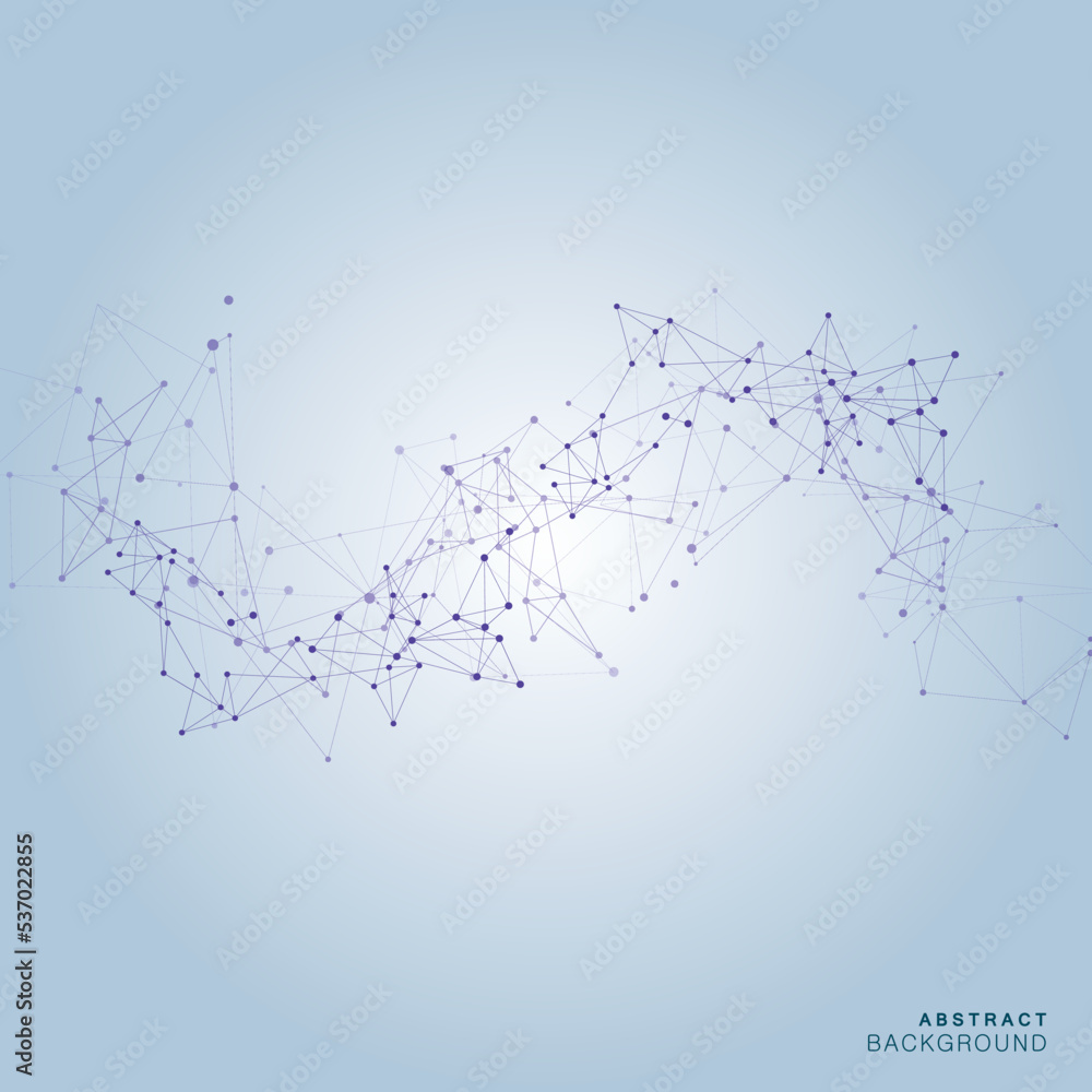 Poster Abstract connecting dots and lines. Futuristic line fractal triangle. Low poly vector background