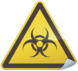 Yellow and Black Triangular Biohazard Warning Metallic Sticker