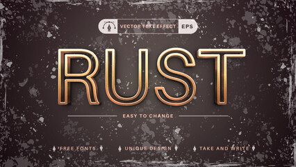 Fototapeta na wymiar Blood Rust - Editable Text Effect, Font Style