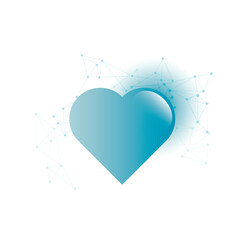 Blue heart with shadow. Vector illustration. Logo heart design