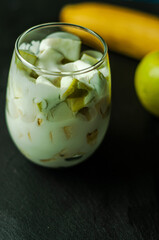 yogurt with fruits apple and bananas smoothies proper nutrition diet weight loss vitamins