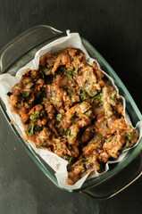 layout top view put the minced meat in a baking dish ingredients for cooking step by step cooking meat casserole with vegetables step twelve photo recipes