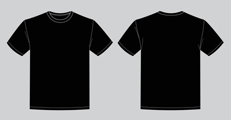 Blank black t-shirt template. Front and back view - obrazy, fototapety, plakaty
