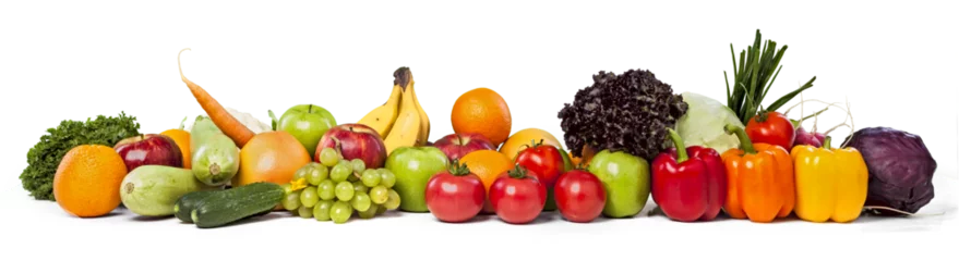 Foto op Plexiglas Colorful ripe vegetables and fruits isolated on white © BillionPhotos.com