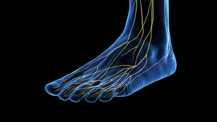 3d rendered medical illustration of the nerves of the foot