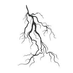Lightning outline icon, electric flash of power energy and thunderbolts vector illustration. Black thin line strikes of electricity with thunder and light effect in rain weather and thunderstorm