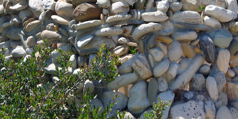 Wall of natural stones and rocks