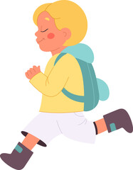 Activity flat icon Boy runs with warm clothing and backpack