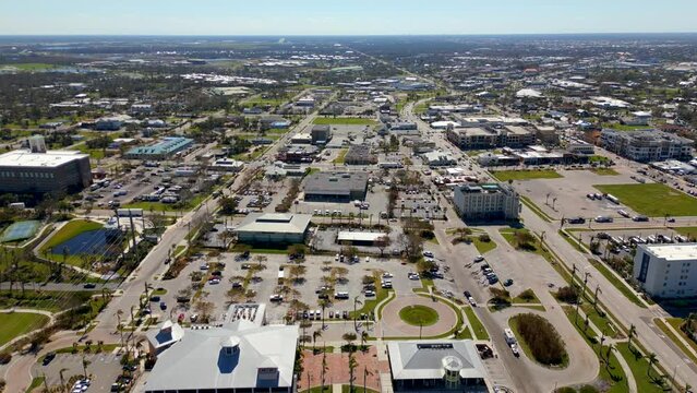 Aerial video historic district Punta Gorda FL
