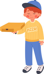 Courier flat icon Delivery pizza in paper box