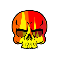 Fire Skull. Skeleton head on fire. Vector illustration