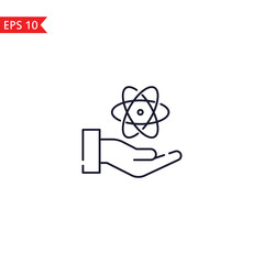 Atom in hand line icon isolated sign symbol Vector