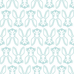 Pixel art Hare face Pattern seamless . 8 bitrabbit muzzle Background. pixelated Baby fabric ornament