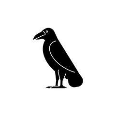 Black Raven isolated. Black crow symbol of death