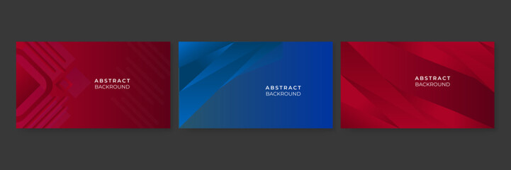 Naklejka na ściany i meble Set of abstract blue red presentation background