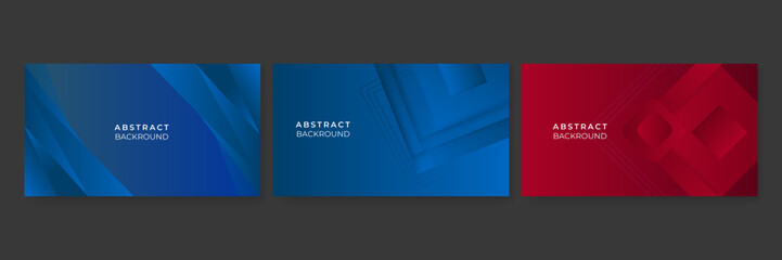 Set of abstract blue red presentation background