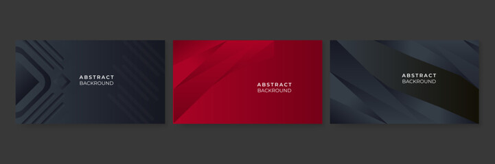 Set of abstract black red presentation background