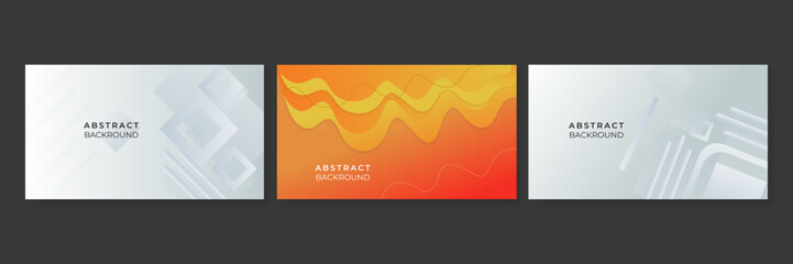 Set of abstract white orange presentation background