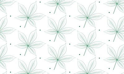 Fototapeta na wymiar Modern simple geometric vector seamless pattern with green flowers, line texture on white background. Light abstract floral wallpaper, bright tile ornament