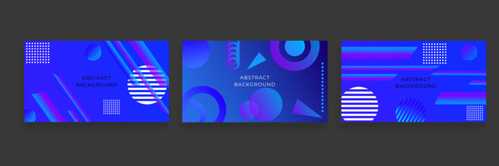 Set of abstract blue presentation background