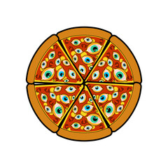 Pizza with eyes isolated. Vector illustration