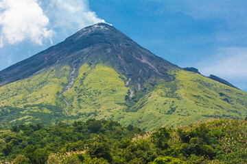 The top of Mayon Volcano as seen from the Mayon view deck during a clear day.