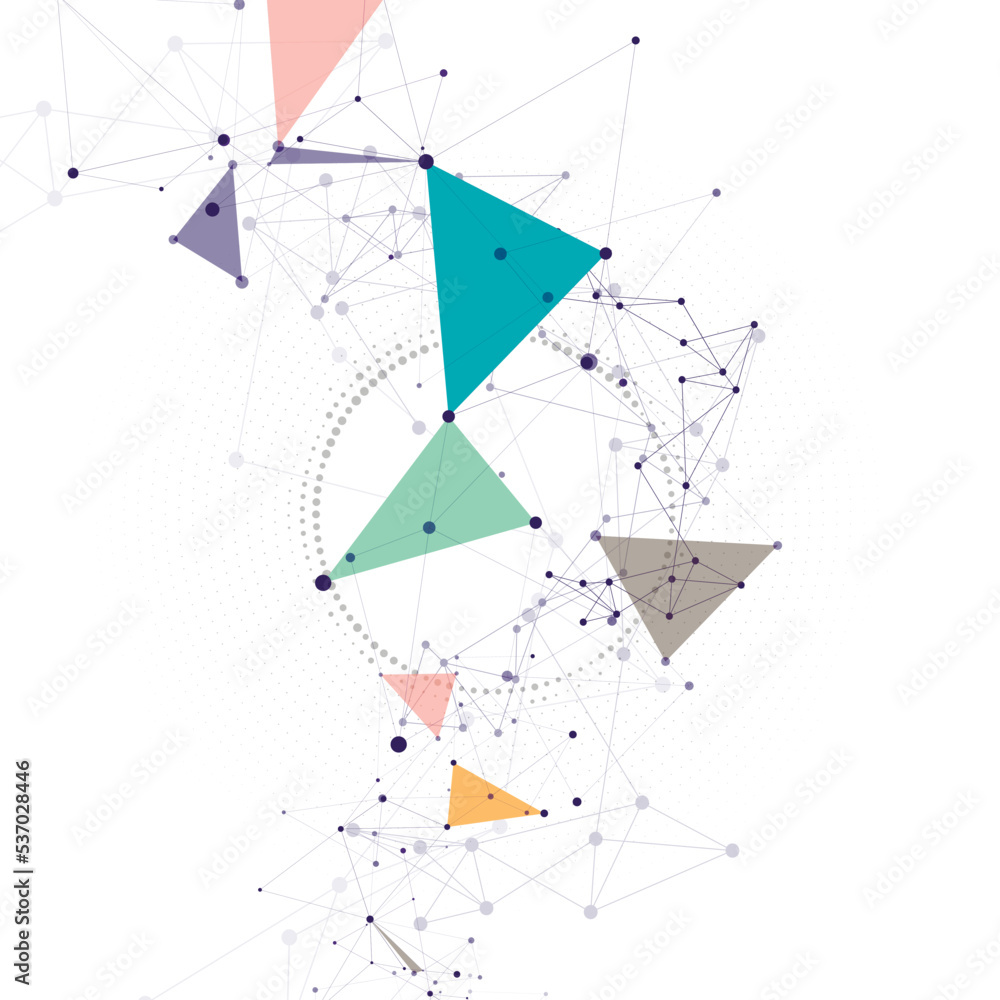 Poster Vector background with dots and lines. Design with connection on colorful background. Pattern can be used for your projects