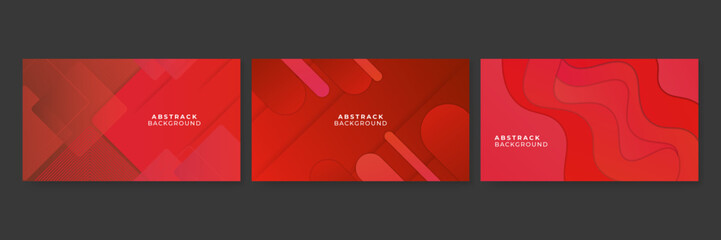 Set of abstract red presentation background