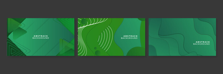 Set of abstract green presentation background