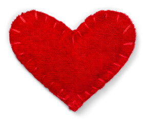 Red Heart Made of Fabric Isolated