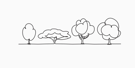 Tree vector line drawing image. 